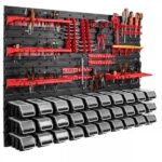 Stena na náradie 1152×780 mm – 30 uzatvárteľných boxov s držiakmi
