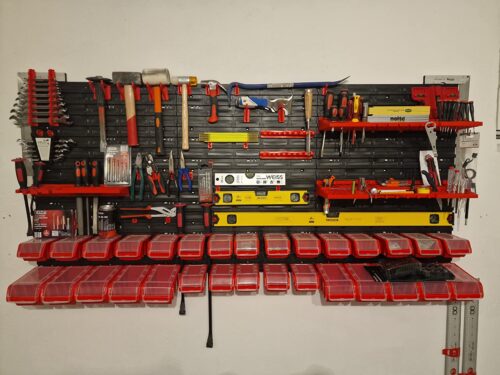 Stena na náradie 1560×780 mm – 47 boxov s držiakmi - organizér do dielne photo review