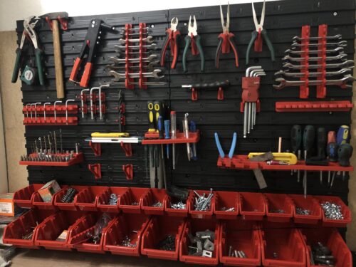 Stena na náradie 1560×780 mm – 47 boxov s držiakmi - organizér do dielne photo review