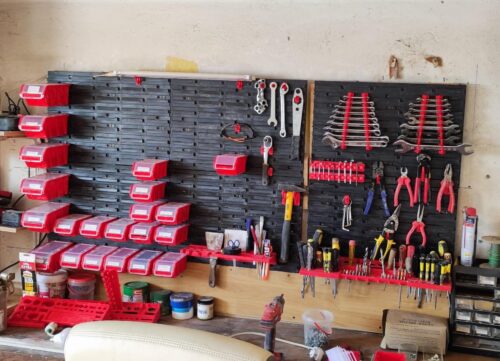 Stena na náradie 1560×780 mm – 47 boxov s držiakmi - organizér do dielne photo review
