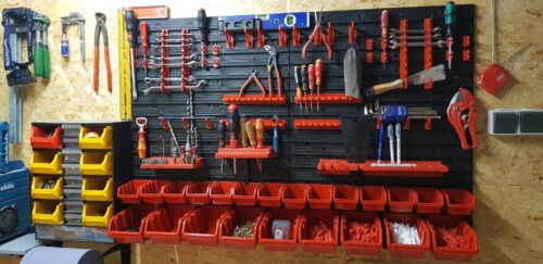 Stena na náradie 1560×780 mm – 47 boxov s držiakmi - organizér do dielne photo review
